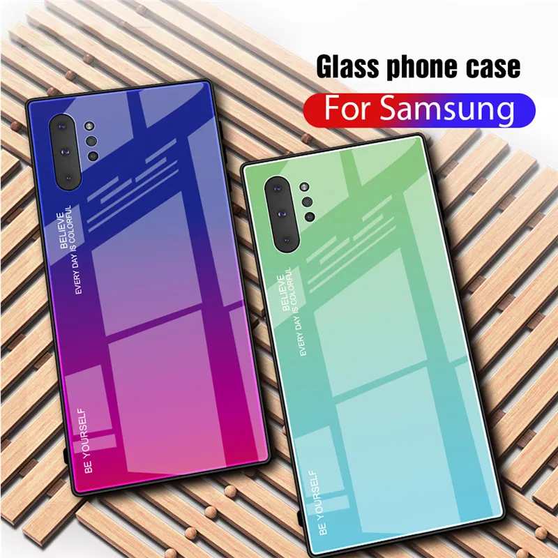 Cassa del telefono in vetro temperato a colori sfumati con bordo in TPU morbido per Smart Galaxy S10 Samsung S8 S9 S10 J7 Prime J8