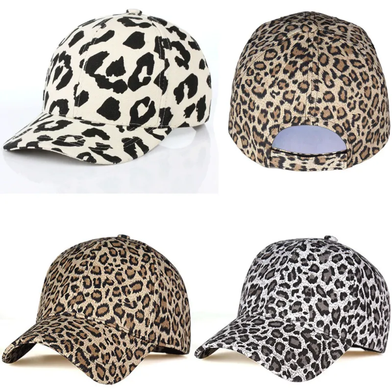 Nya kvinnor män sporthatt leopard cheetah tryck panelstrapback camp hatt mössa retro djur baseball mössa justerbar rese Sport203f