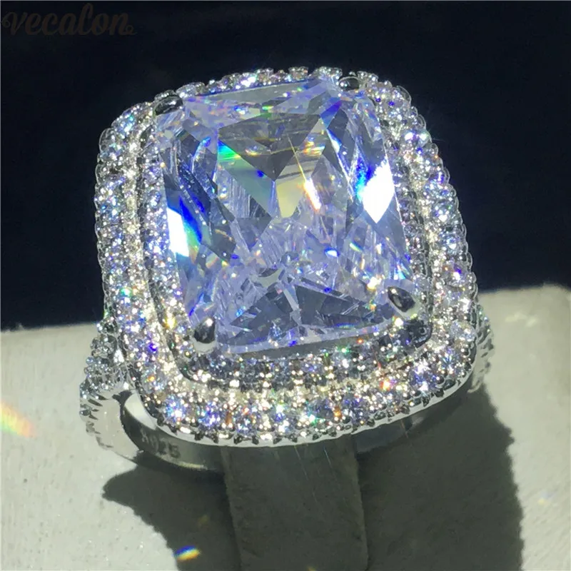 Anello Vecalon Princess Promise in argento sterling 925 con 6 ct 5A Cz Anelli di fidanzamento per fedi nuziali per le donne Gioielli da dito da sposa