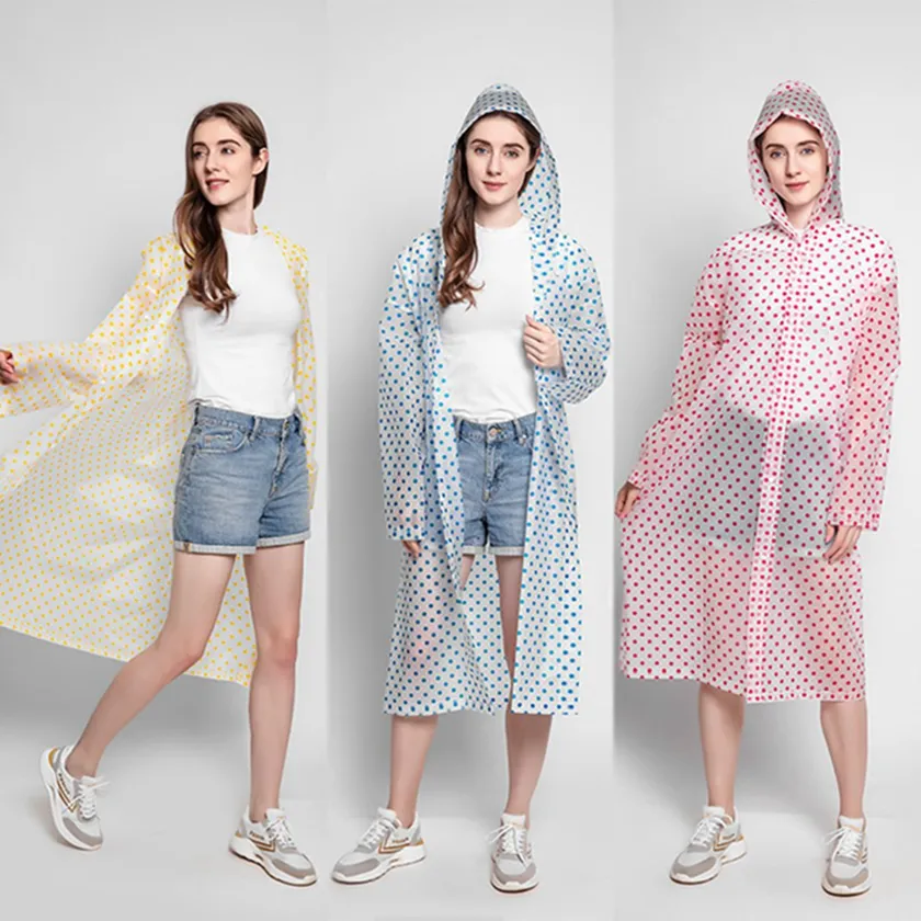 Reusable EVA Rain Poncho – Waterproof Adult Raincoat, Long Sleeve, Button Closure, Festival Ready