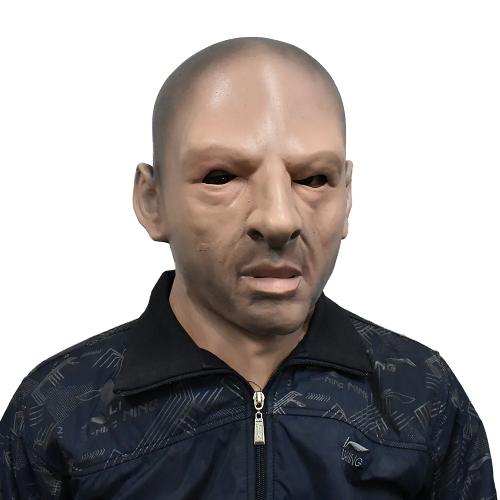 Realistic Bald Man Latex Máscara Máscara Facial Máscara Strong novidade Humano Disguise traje de borracha cabeça completa