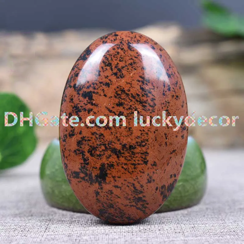 10st 60 * 40mm mahogny Obsidian Flat Worry Pocket Calming Stone - Tumbled Tiger Eye Gemstone Specimen - Massage Protection Stones Palm Stone