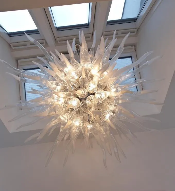 Luxuriöse Lampe, weiße Kronleuchter, dekorative Deckenlampen für Zuhause, mundgeblasenes Muranoglas, romantische LED-Pendelleuchten
