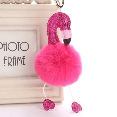 Women Bag Flamingo Key Chain Ring Trevlig handväska Keychain Keys Holder Charm Handbag Car Pendant Accessories Gift