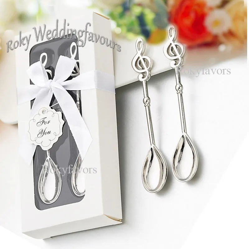 40pcs = 20sets 2pcs/set musical note coffee spoon favors party keftake event giveaways hides birth