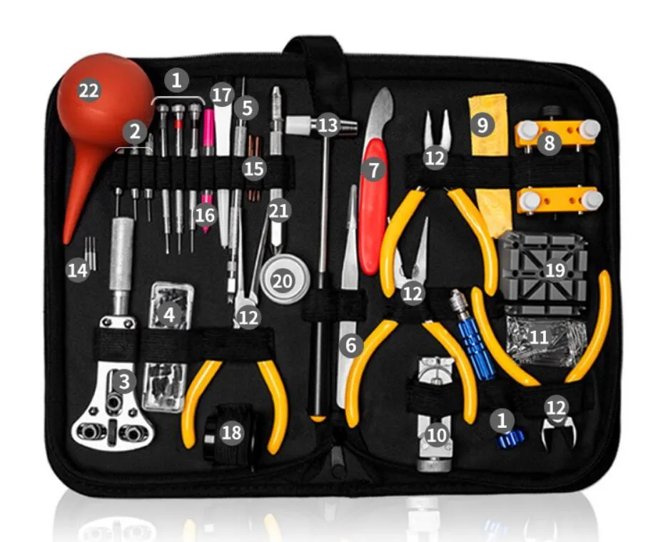 KINGBEIKE ensemble d'outils de montre professionnels Kit d'outils de réparation de montre de haute qualité horloger dispositif dédié petit marteau pince à épiler 237s