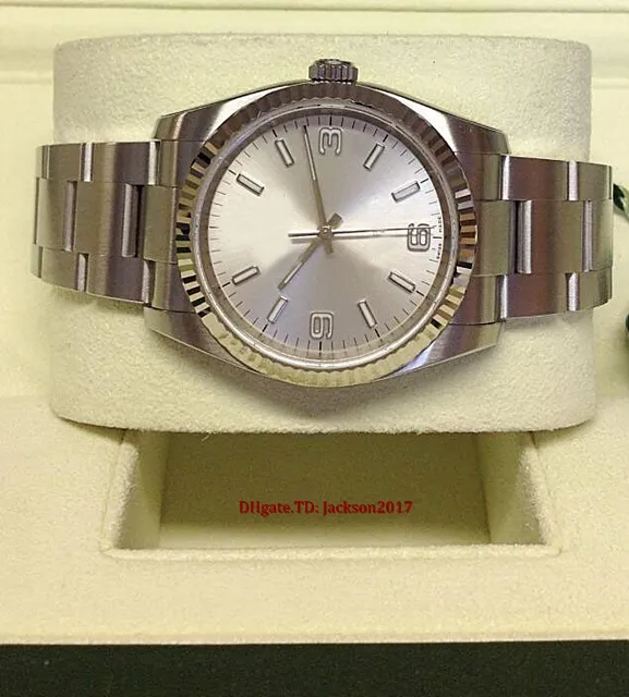 Caixa original Certificado Mens Relógios 116034 36mm Dial de Prata Ásia 2813 Movimento Automático