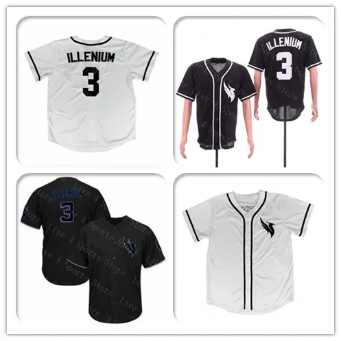 Personnalisé Hommes Femmes Jeunes Enfants 3 ILLENIUM Jersey Blanc Noir Cousu Crew-Neck Maillots De Baseball Pas Cher Mix Taille De Commande S-4XL