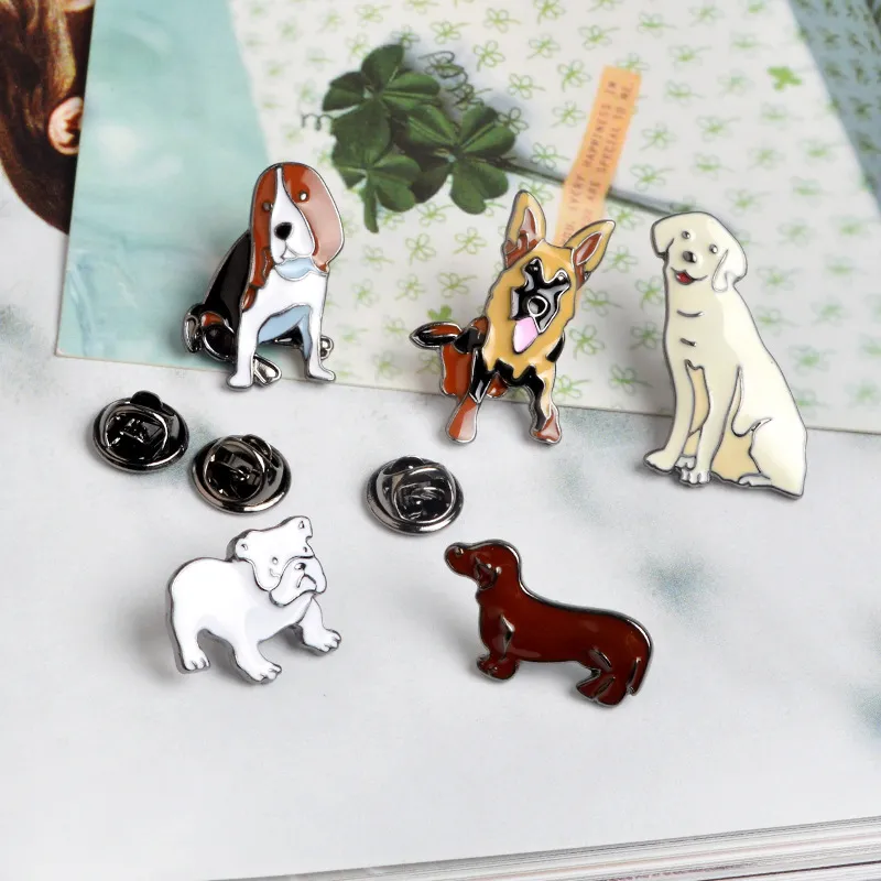 Cute Cartoon Animal Dog Brooch Pin For Women Enamel Metal Badge For ...