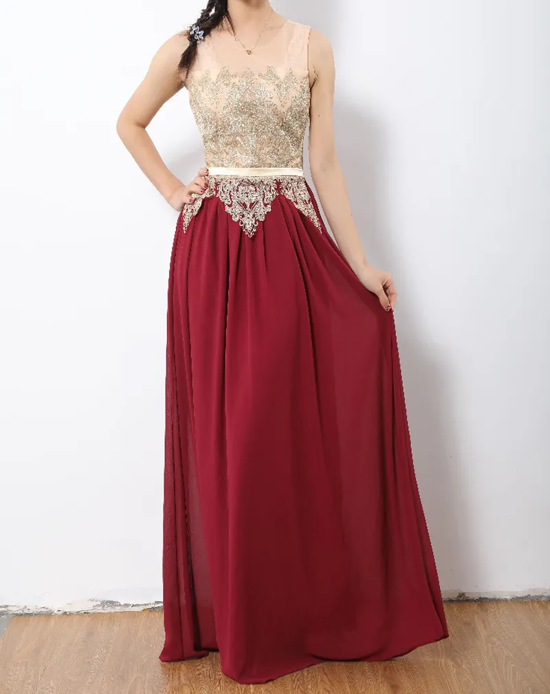 Elegant Dark Red Mother of the Bride Dresses Long Chiffon with tulle Open Back Long Mother of the Bride Gowns Cheap