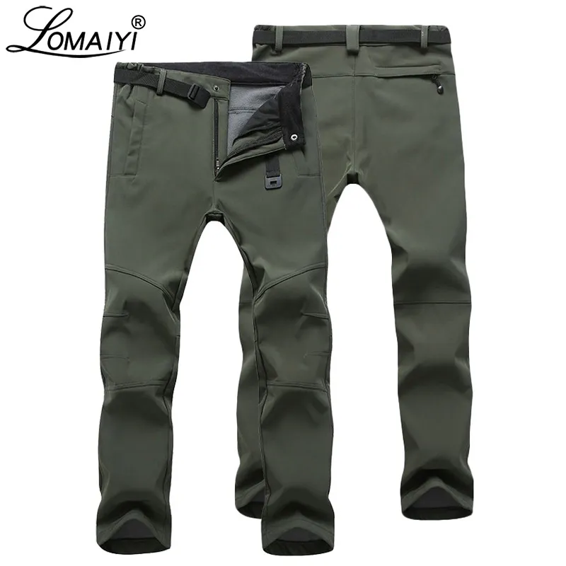 LOMAIYI, pantalones cálidos de invierno para hombre, pantalones elásticos a prueba de agua, pantalones térmicos para hombre, pantalones de trabajo informales negros para hombre, AM054MX190902