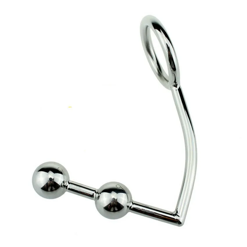 Détails Sur  Sex Stainless Steel Anal Hook with 2 Ball Penis Ring Butt Plug Anus Stimulate A67