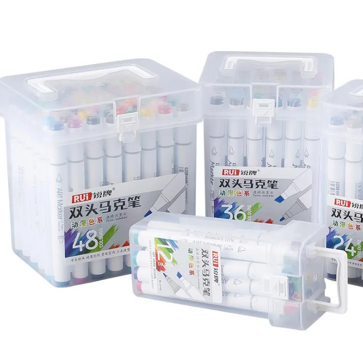 48 Colors Dual Tips Permanent Marker Pens Art Markers Set with Storage Box