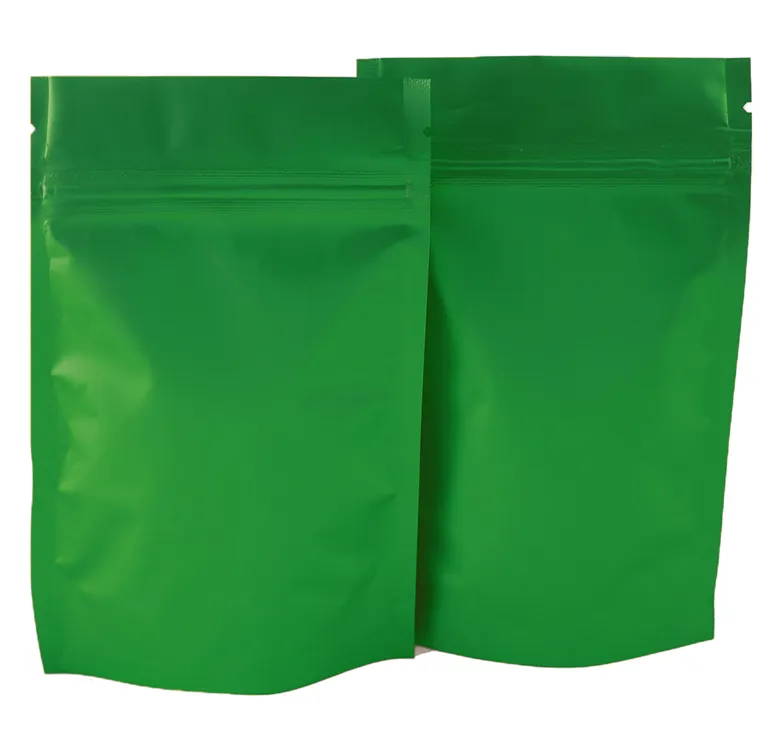 8.5x13cm (3.25x5" ) de calor selável Verde rasgo Notch Proof folha de alumínio Mylar Stand Up Ziplock Embalagem Bag