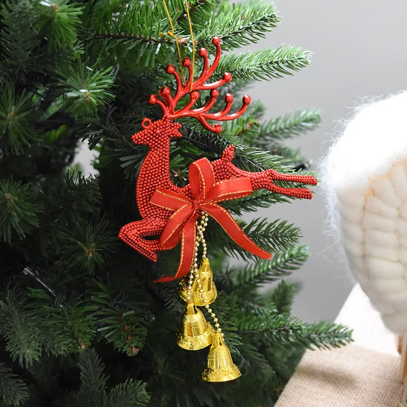 Décoration d'arbre de Noël Ornements suspendus Simulation de 20 cm Forme de wapiti Cloche d'orignal Décorations de Noël Pendentif
