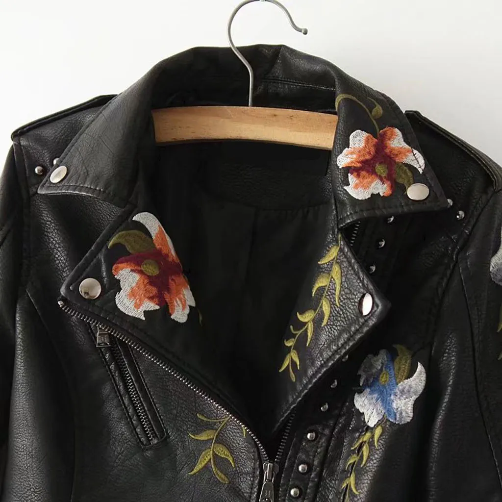 Veste en cuir brodée femme online