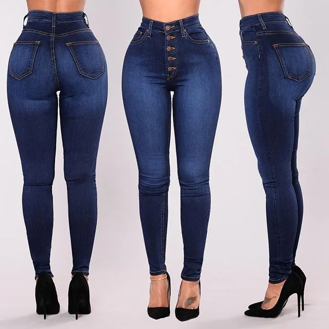 Mode-Commerce extérieur européen et américain Nouveau style Vente chaude L Femmes Amazon Hot Nouveau style Pantalon en denim stretch taille haute Slim Fit