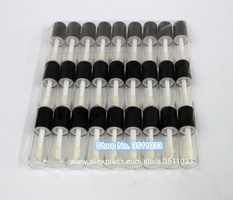 50pcs tubo vuoto trasparente per lucidalabbra tappo nero in plastica bottiglia rotonda per rossetto liquido campione piccolo pacchetto per lucidalabbra tubo da 3 ml