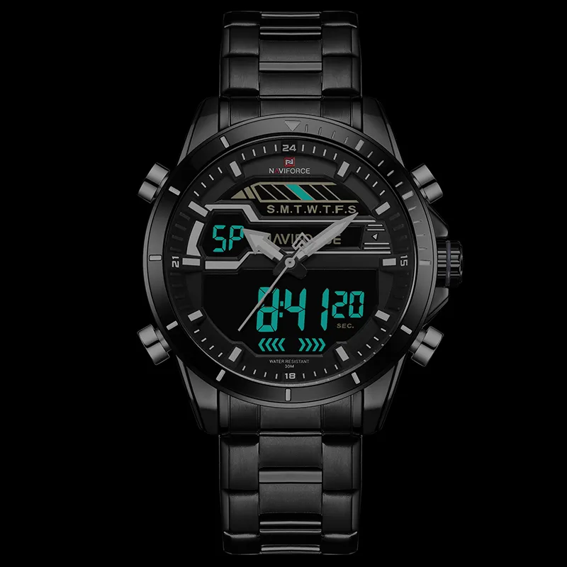 NAVIFORCE мужские часы лучший люксовый бренд мужские спортивные часы мужские кварцевые светодиодные цифровые часы мужские водонепроницаемые армейские военные наручные Wat2309