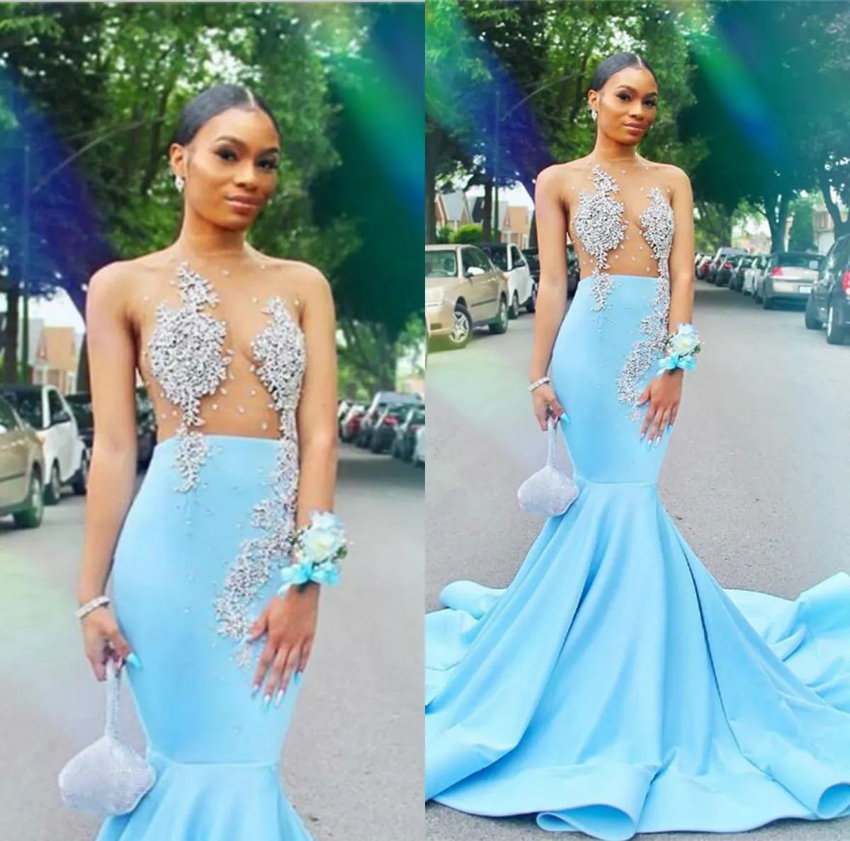 Girl in see deals through prom dress