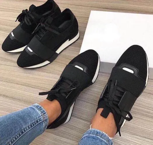 2020 Chaussures Mode Luxe Designer Schoenen Race Paris Trainers Wit Zwart Jurk De Luxe Sneakers Mannen Vrouwen Casual Schoenen