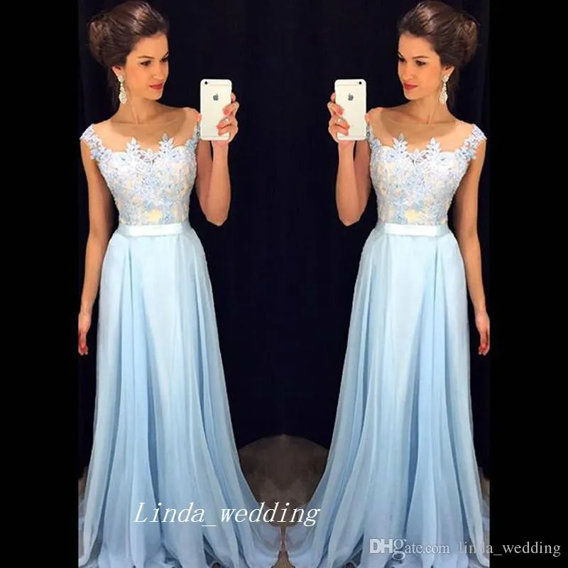 2019 Cheap Country Style Blue Bridesmaid Dress Elegant Applique Maid of Honor Dress Wedding Party Gown Plus Size vestidos damas de honor