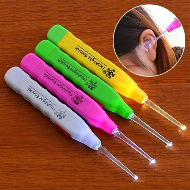 Baby Earpick Earwax removal LED flashlight earplugs cleanser headphones ear cleaning device glowing ear tools ST926