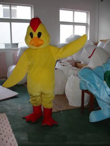2019 högkvalitativ gul spetsig kyckling fancy klänning tecknad vuxen djur maskot kostym gratis frakt