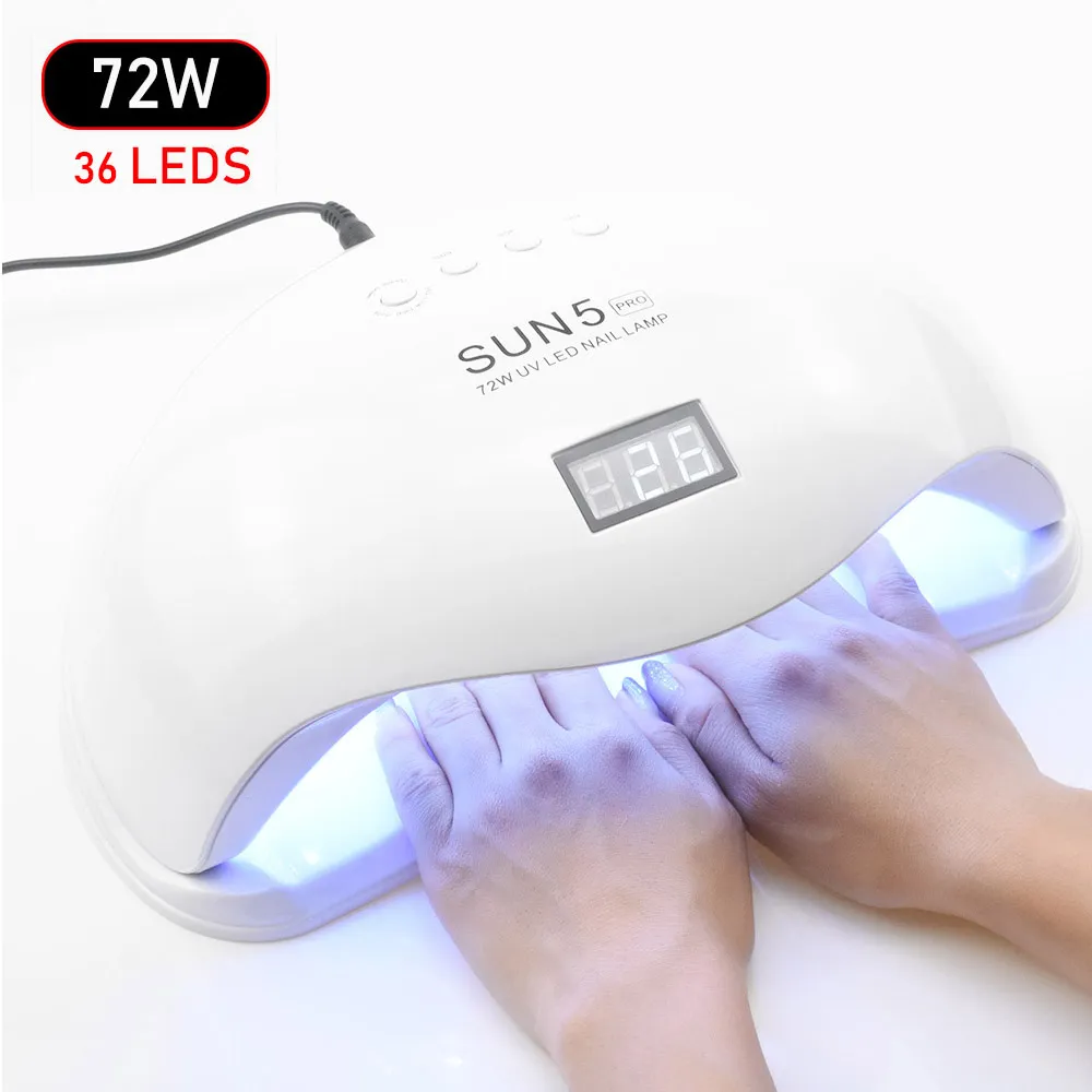 Sunx Sun5 72W UV LED lâmpada secador de unhas para todos os tipos gel 36 LEDs Lâmpada UV para unhas solar luz infravermelha detentor inteligente manicure