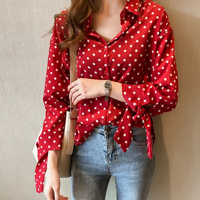 2019 Oto o Tallas Grandes Tops Blusas De Mujer Camisas De Lunares