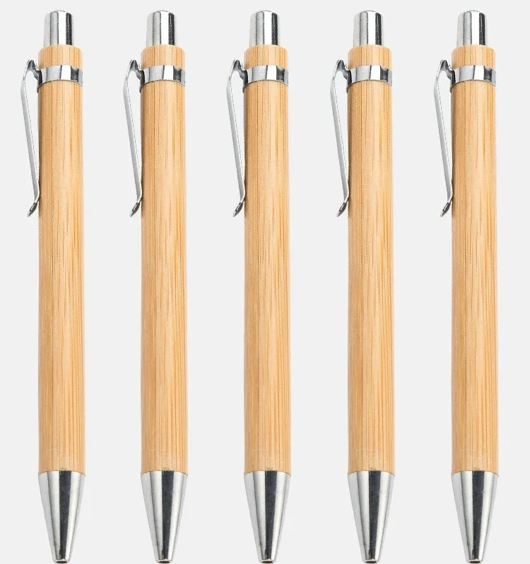 Stock Promotional Marketing Bamboo Ball Pen High Quality Logo Engrave Natural Custom Eco Friendly Blank Wood Gifts