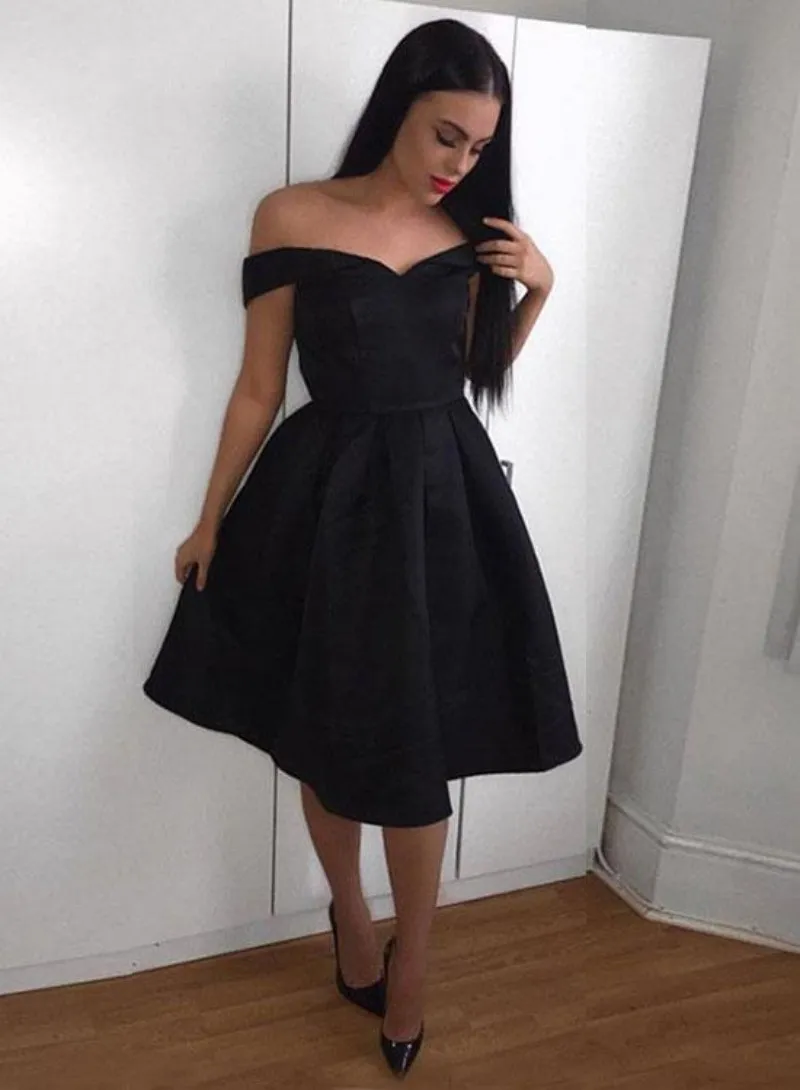 Simple 2019 Off The Shoulder Short Prom Dresses Black Red Knee Length Custom Made Cheap High Quality Formal Party Gowns From 89 45 DHgate