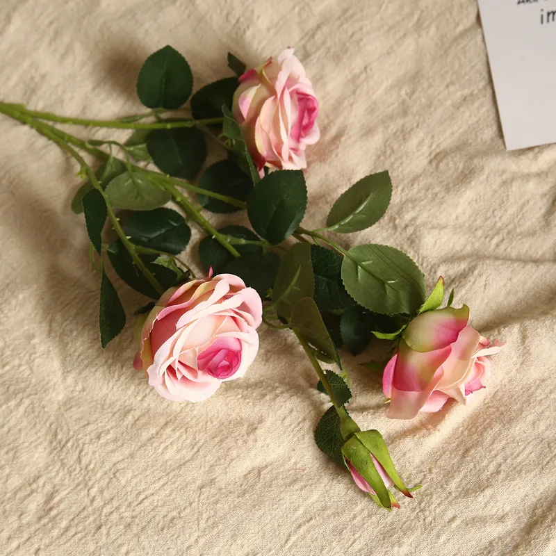 Poundstretcher Artificial Flowers Single Branch 4 Heads Roses Silk