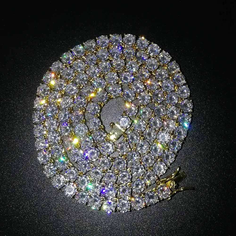 3mm 4mm 5mm Iced Out Tennis Chain 1 Row Zirzon From Raw_diamond