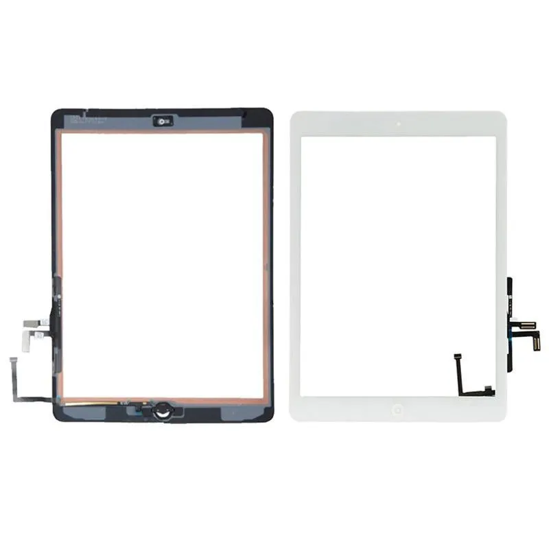 iPad Air iPadのOEM AAAA iPad 5タッチスクリーンデジタイザフロントガラスディスプレイタッチパネルの取り替え+ホームボタンフレックス+接着剤ステッカー