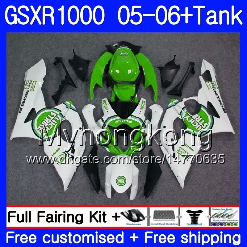 + Tank för Suzuki GSXR 1000 1000cc GSX R1000 Lucky Green Hot 2005 2006 Bodywork 300HM52 GSX-R1000 GSXR-1000 1000 CC K5 GSXR1000 05 06 FAIRING