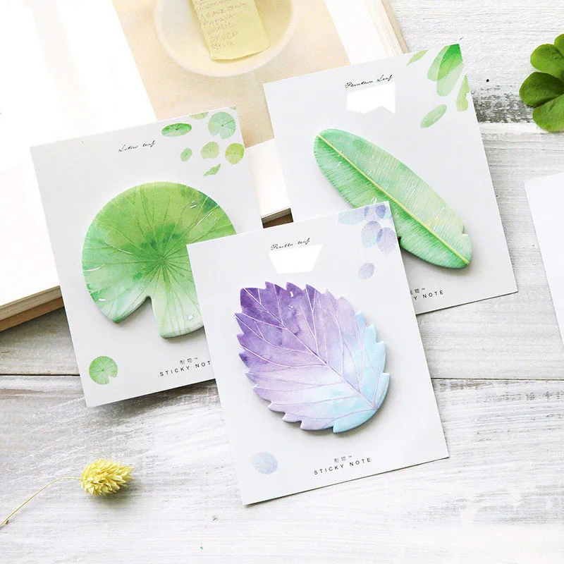 Leuke kawaii natuurlijke plantenblad plakkerige noot memo pad noot planner sticker paper Korean Office Stationery School Supplies