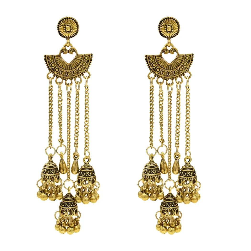 Peacock Desginer Multicolor golden big jhumka earrings for wedding