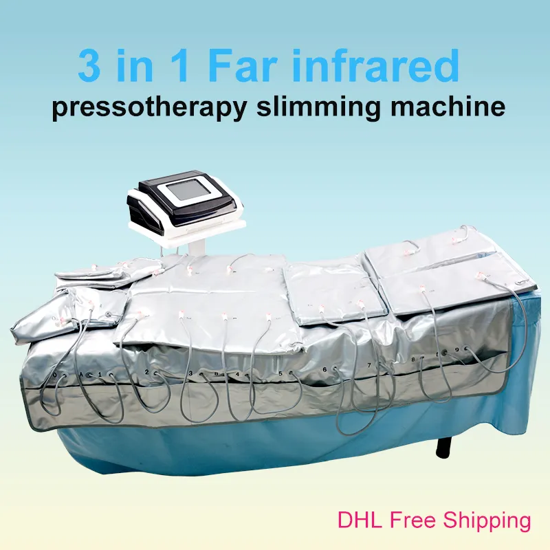 3 in 1 Pressotherapie Apparatuur Verre Infrarood Verwarmde Deken Elektrische Spier Stimulator Body Detox Gewichtsverlies Spa Gebruik Slimming Machine