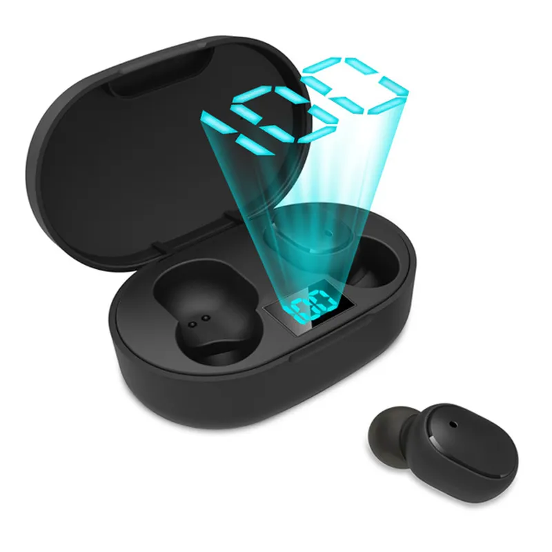 Mini TWS E6S Bluetooth 5.0 Auriculares para iPhone Android Dispositivos inal￡mbricos Aurictos deportivos internos con caja de carga digital LED A6S