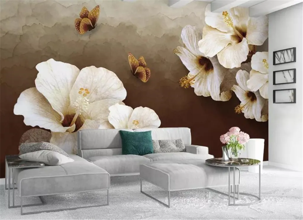 3D壁紙ヨーロッパのノスタルジック花蝶の壁紙壁の屋内テレビの背景の壁の装飾壁画壁紙
