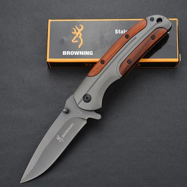 new Browning DA43 Folding knife 3Cr13 Blade Rosewood Handle Titanium Tactical Knife Pocket Camping Tool fast open Hunting Knife Survival Kni