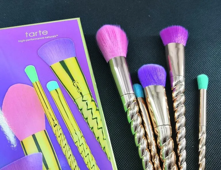 Set di pennelli per trucco pennelli per cosmetici 5 strumenti per trucco a vite con gambo a spirale in oro rosa di colore brillante