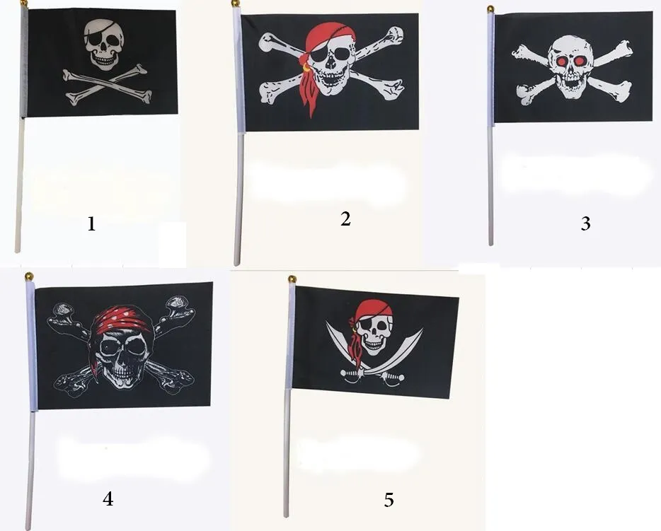 mini pirat banner halloween bar hem dekoration pirat hand signal flagga cosplay barn rave rekvisita skull crossbones print flaggor