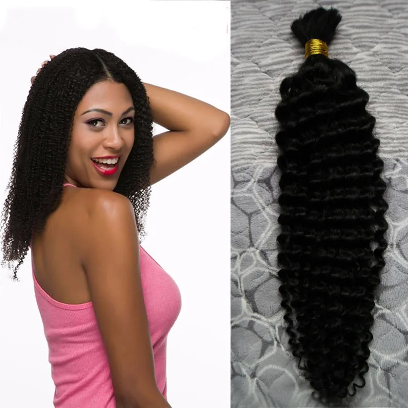 10-30インチ人間の髪のかぎぎらバルクブラジルの髪織り束100％ブラジルの深い巻き毛100G人間の編組ヘアバルクバンドルなし