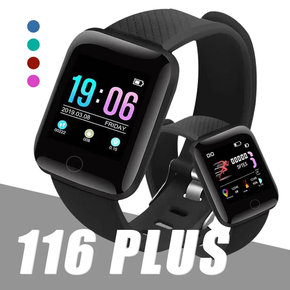 Fitness Tracker ID116 PLUS Slimme armband met hartslag 1,44 inch polsbandje Bloeddruk Smart Watch PK ID115 PLUS F0 Smartwatch Polsband in doos