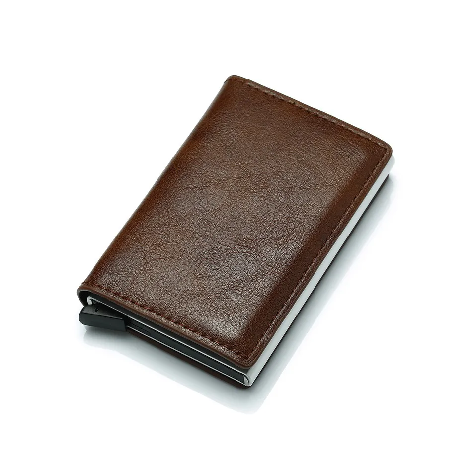 Credit Car Holder Anti-Theft Automatic Wallet Card Case Men Mini Leather Male Purse Foreign Trade Credit Card