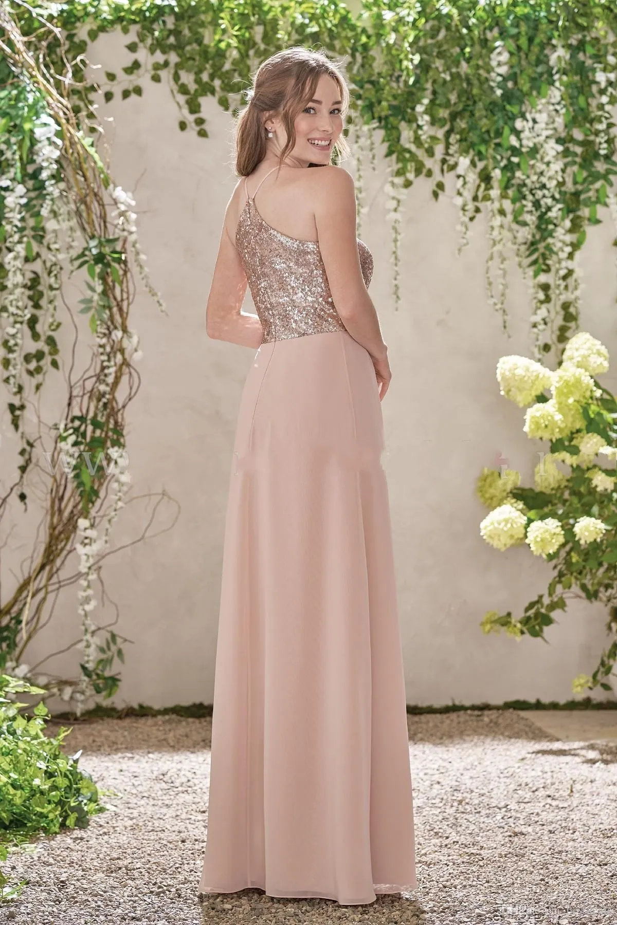 Abito damigella rosa cipria on sale