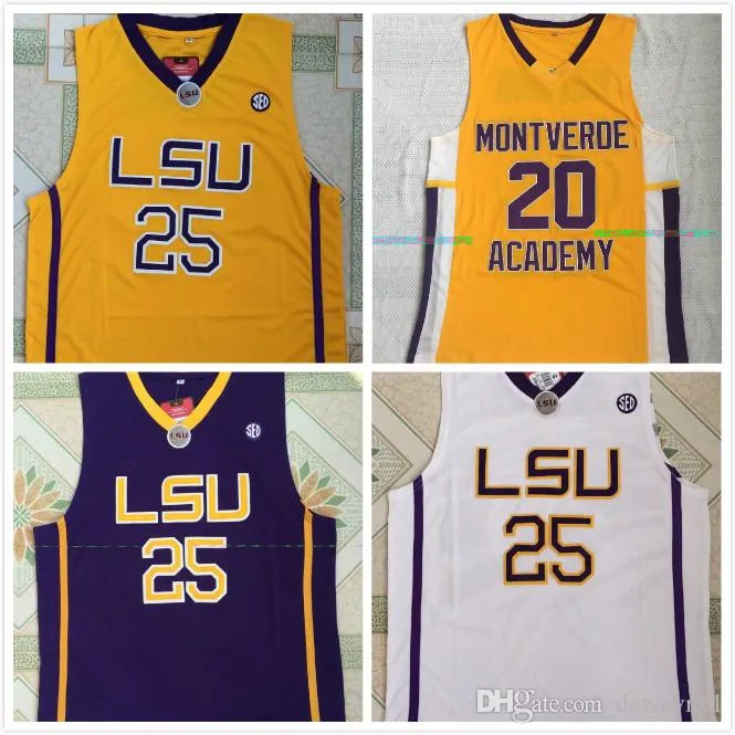 高校Montverde Academy Eagles Ben Simmons Jersey 20男性バスケットボールLSU Tigers College 25 Simmons Jersey Sticthed White Yellow Purplew