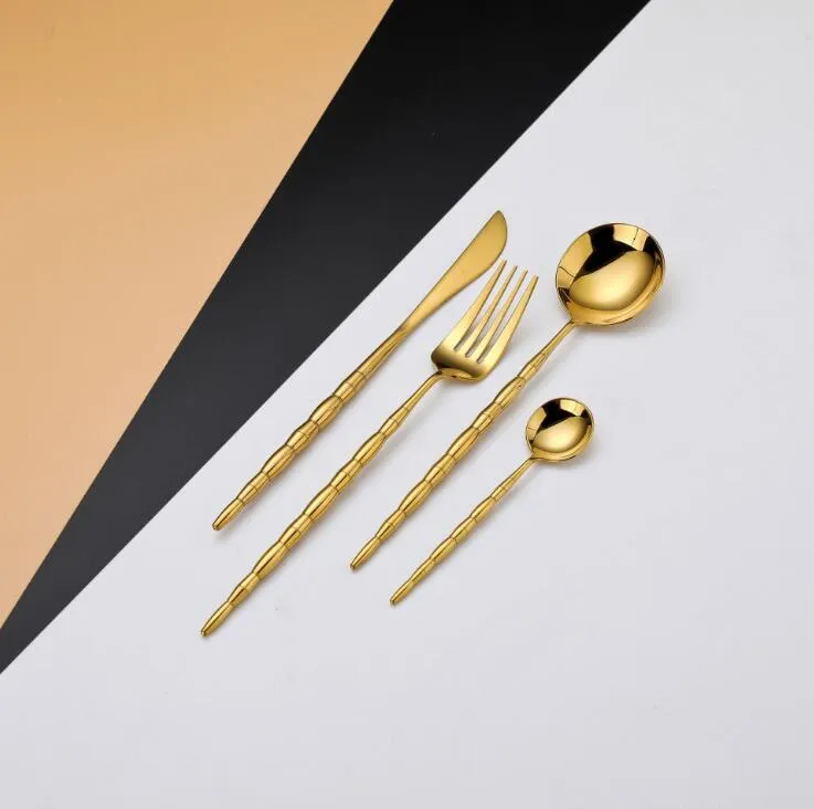 Set di posate in acciaio inossidabile Set di posate portoghesi argento oro arcobaleno coltello forchetta cucchiaio set di stoviglie occidentali stoviglie per matrimoni di alta qualità